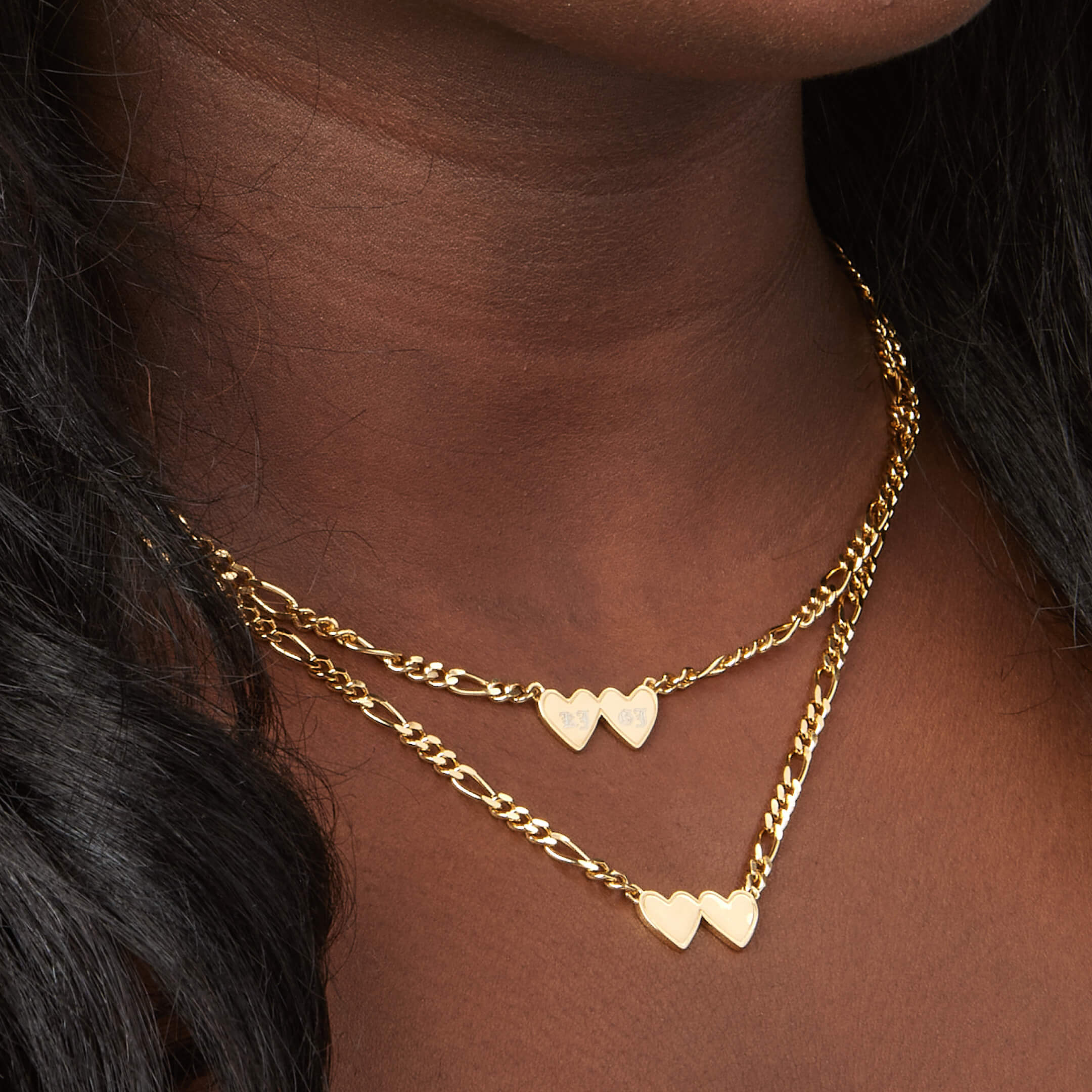 Double Heart Necklace (Gold)