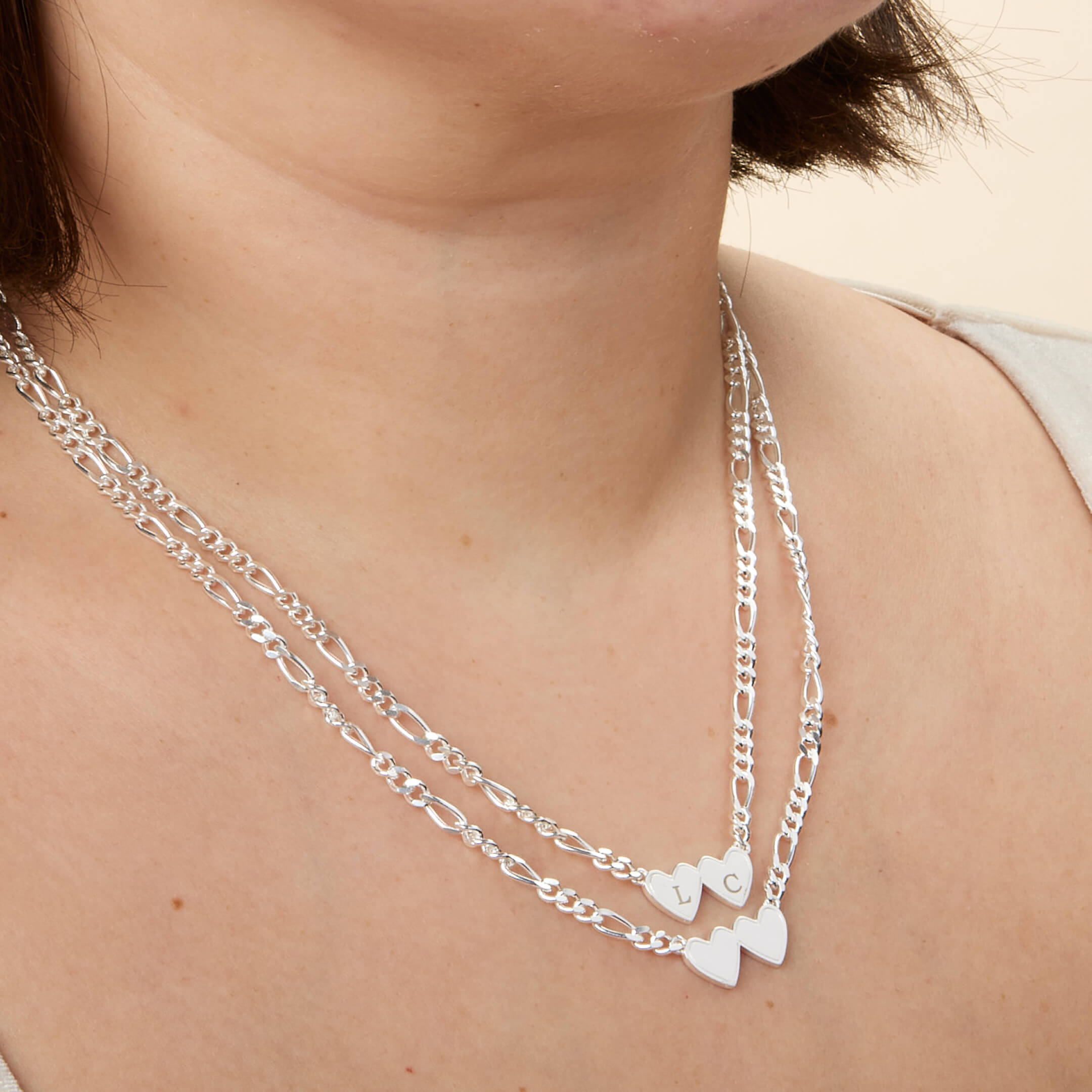 Double Heart Necklace (Silver)