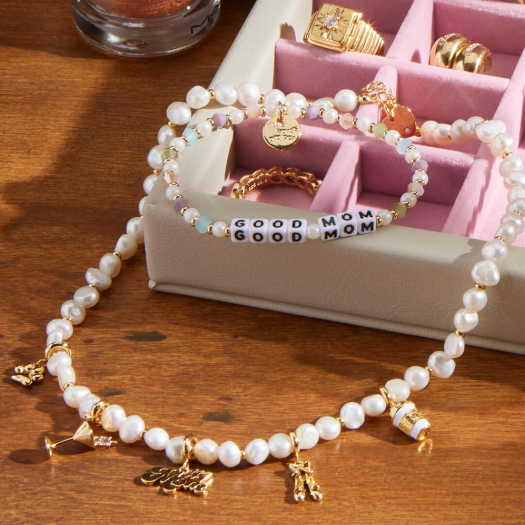Good Mom Bracelet and Pearl Necklace