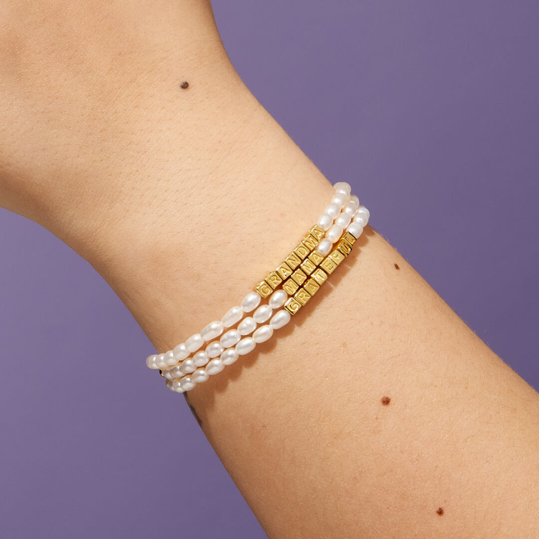 Custom Tiny Words Pearl Bracelets