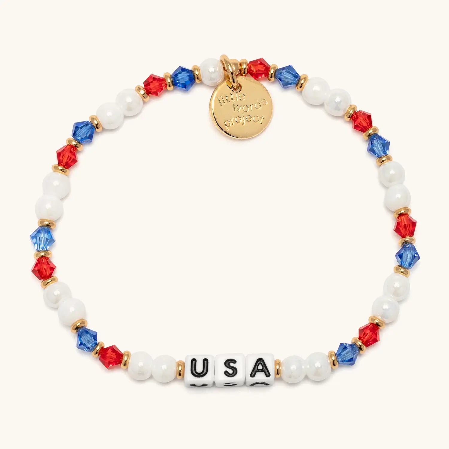USA beaded bracelet with red, white, and blue crystals - Little Words Project World Cup drop