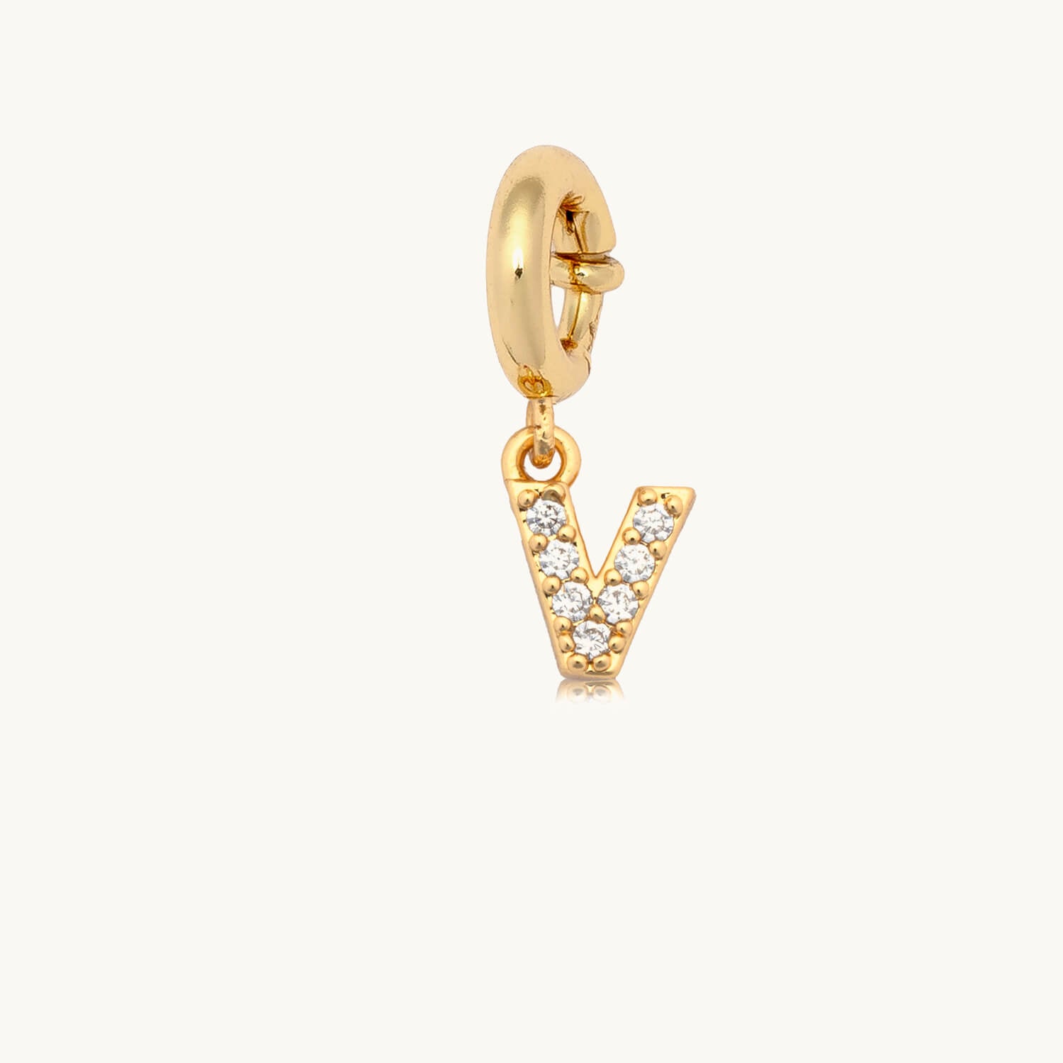 CZ Letter Charm V
