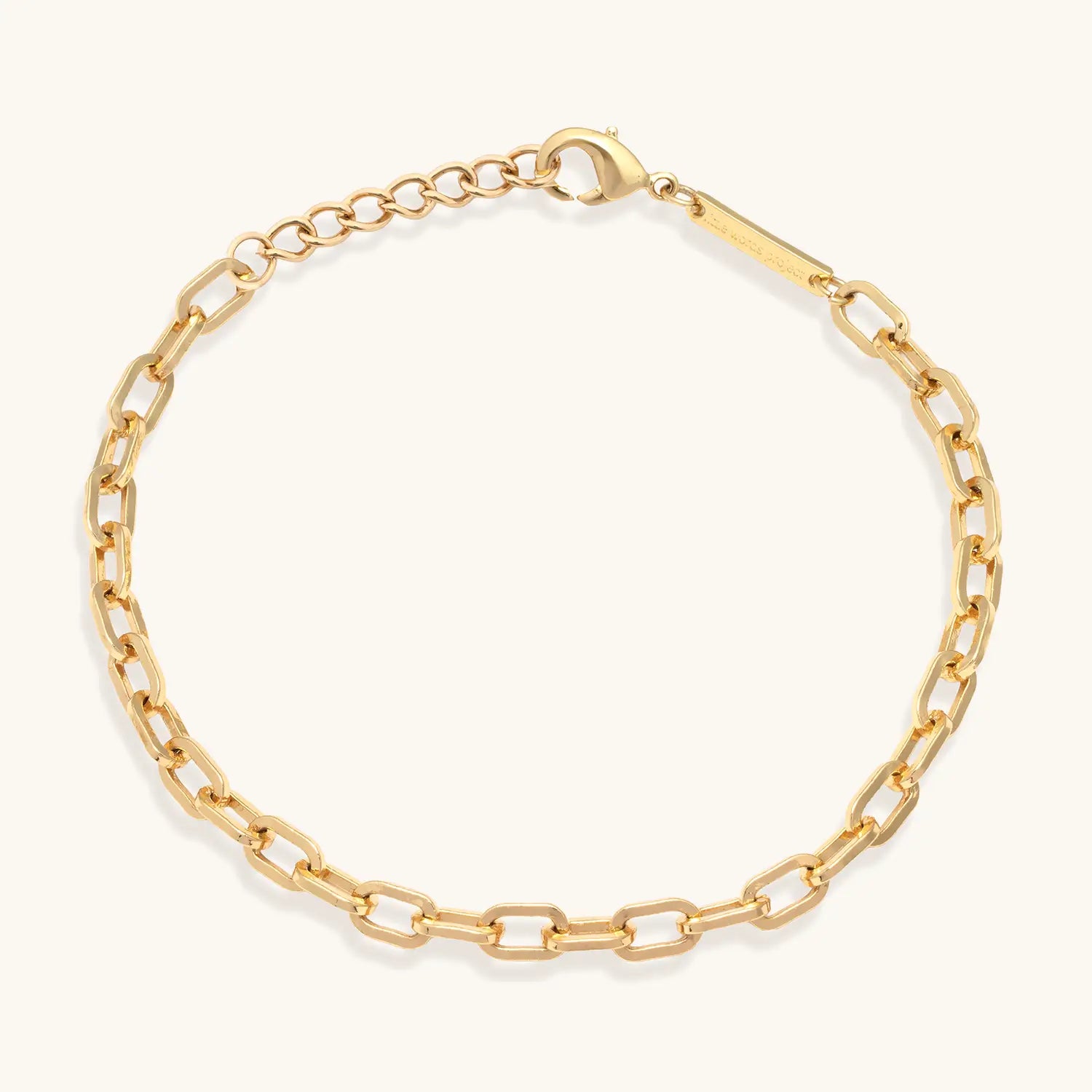 Gold chain bracelet on a white background