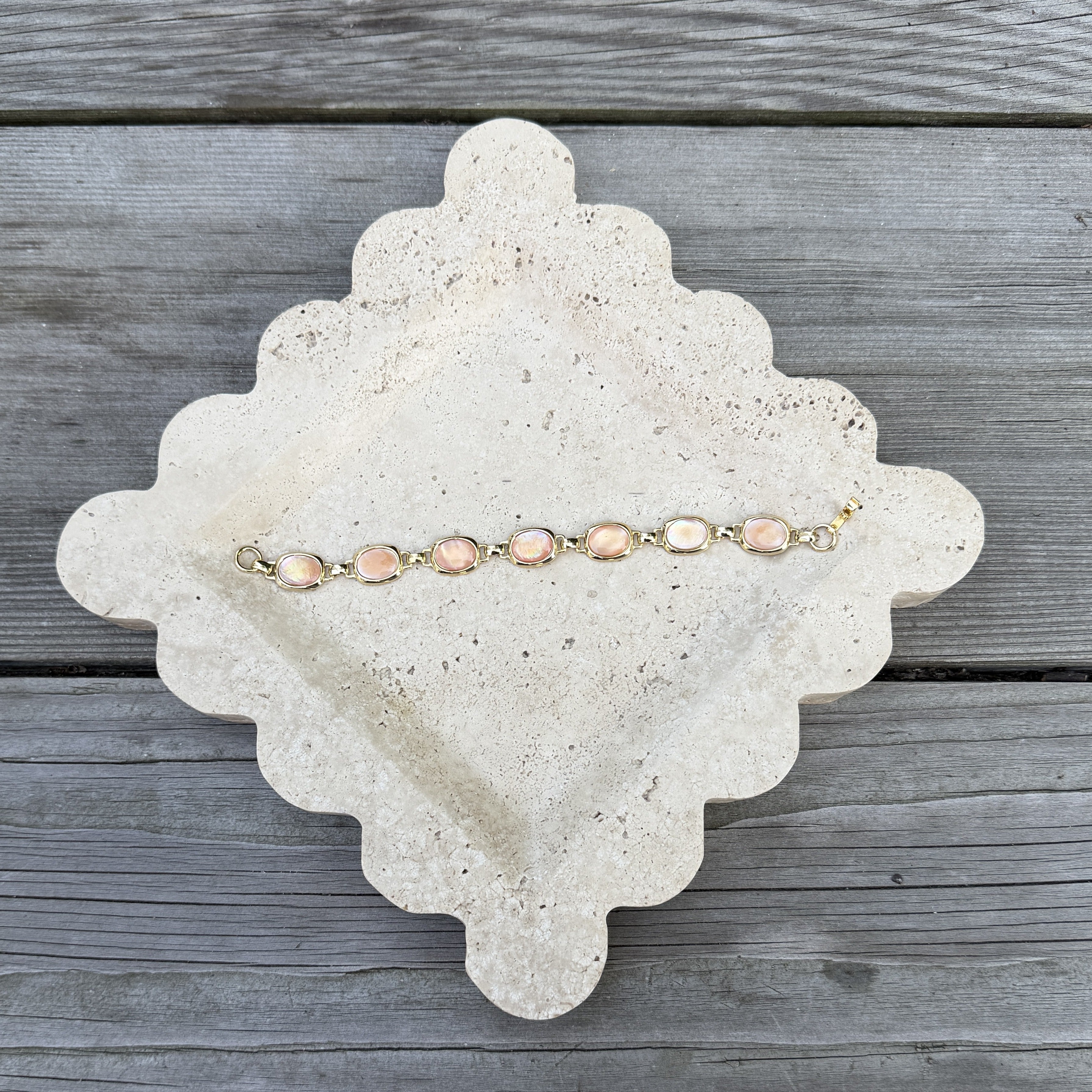 Peach Cabochon Link Bracelet