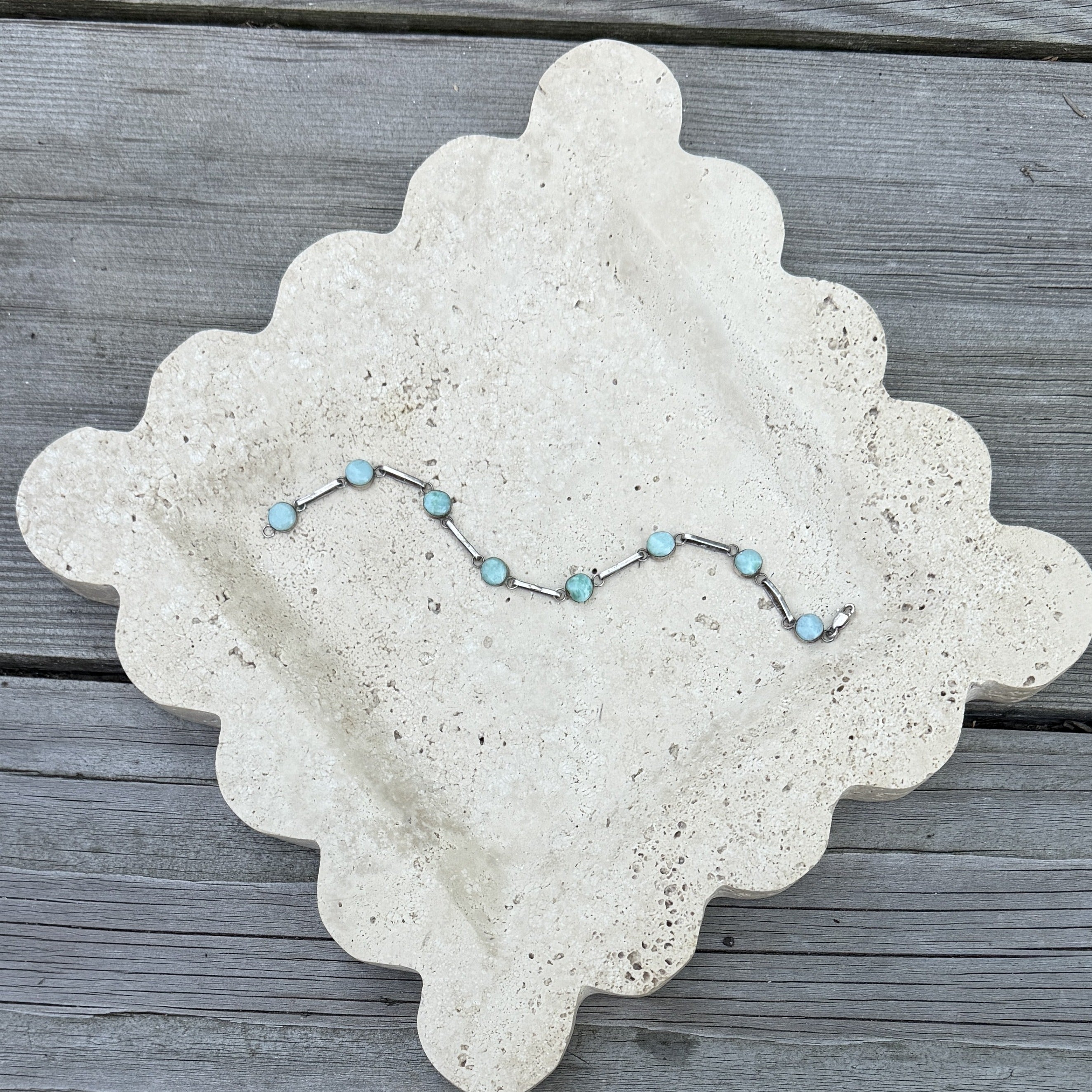 Turquoise Stone 925 Silver Rectangle Bracelet