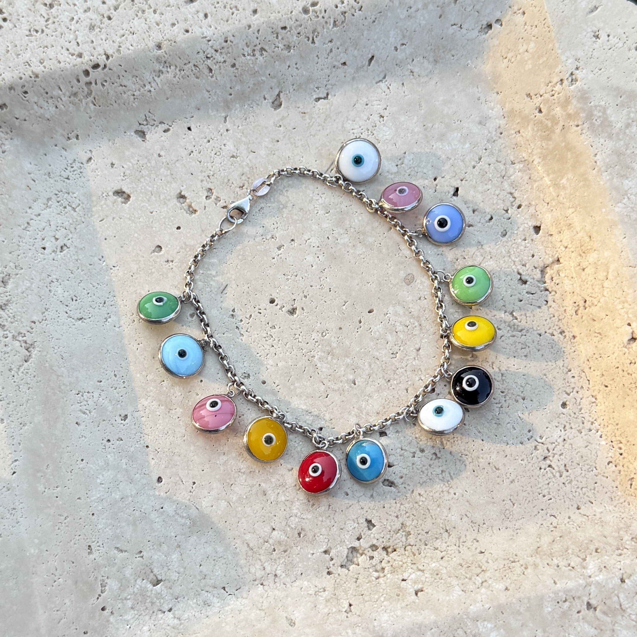 925 Multicolor Evil Eye Bracelet