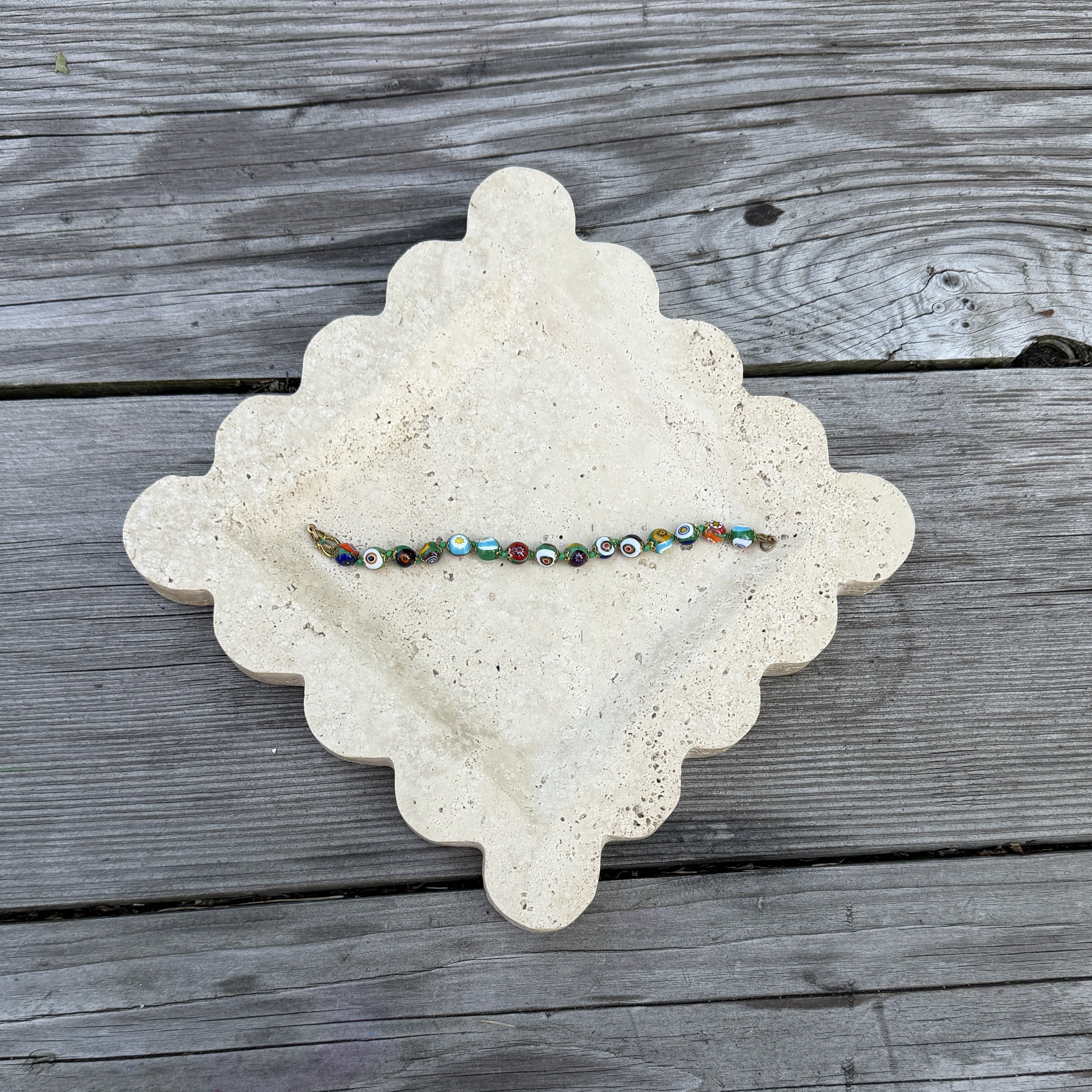 Green Multi Painted Bead Bracelet