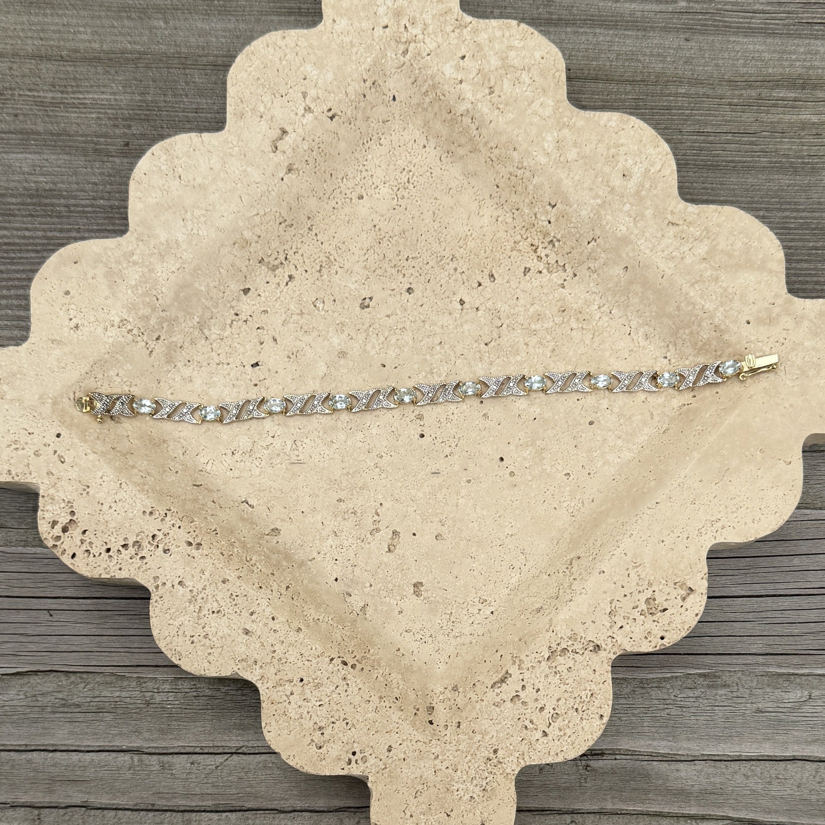 Criss-Cross Oval Light Sapphire Gold Vermeil Bracelet