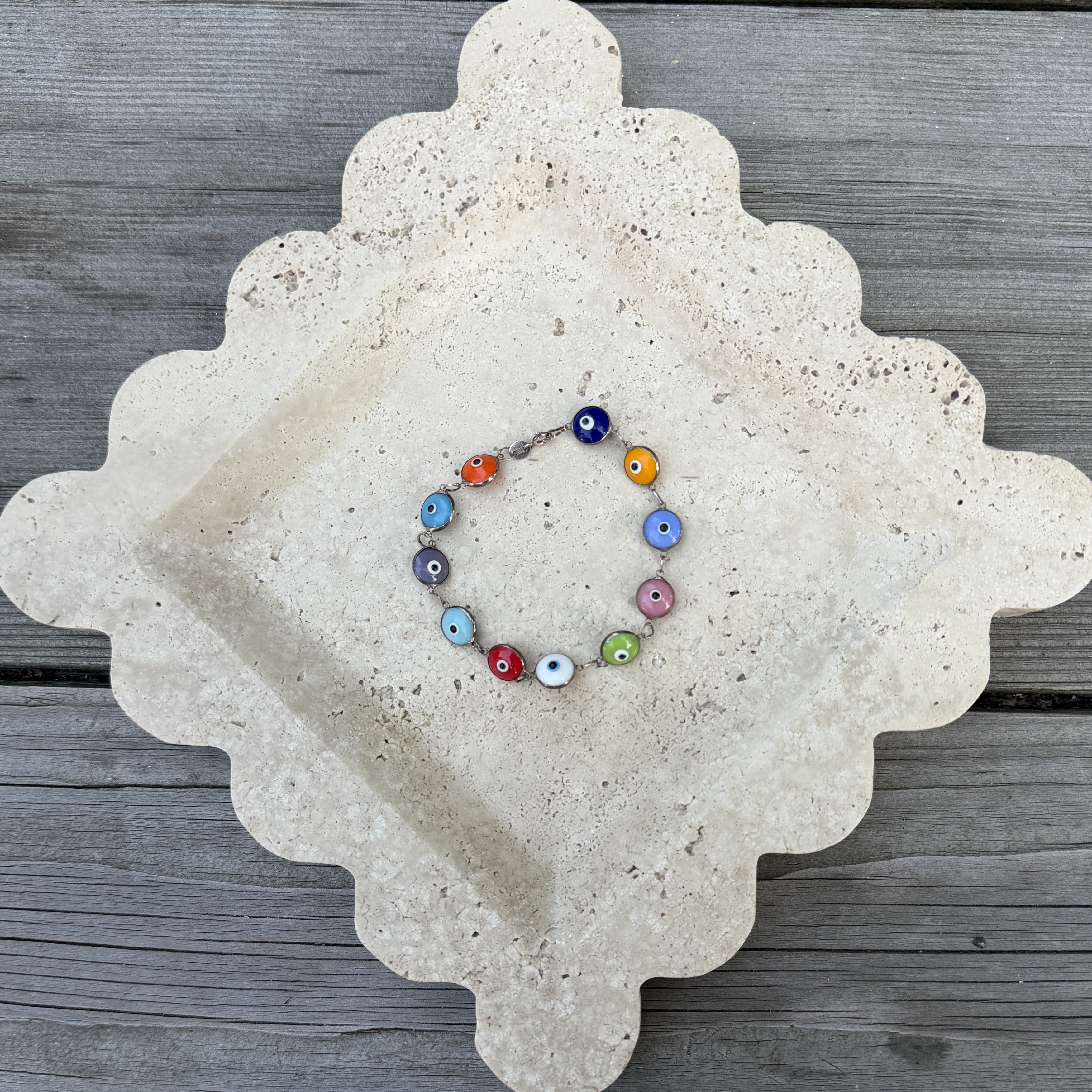 Multicolor Evil Eye Glass Bead Bracelet