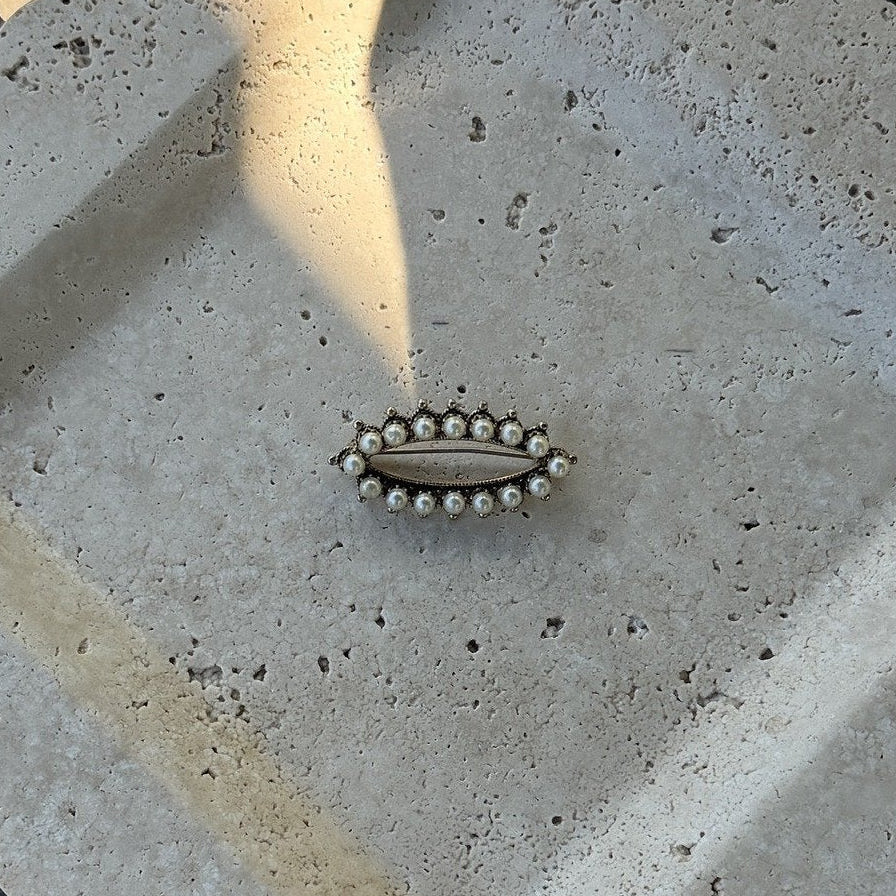 Pearl Ornate Oval Brooch