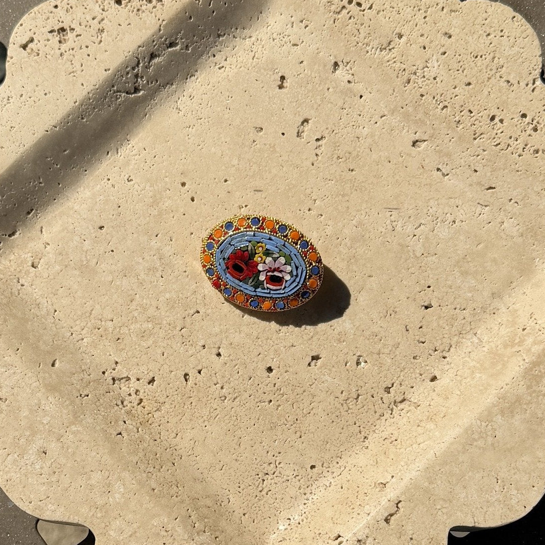 Italian Micromosaic Oval Brooch