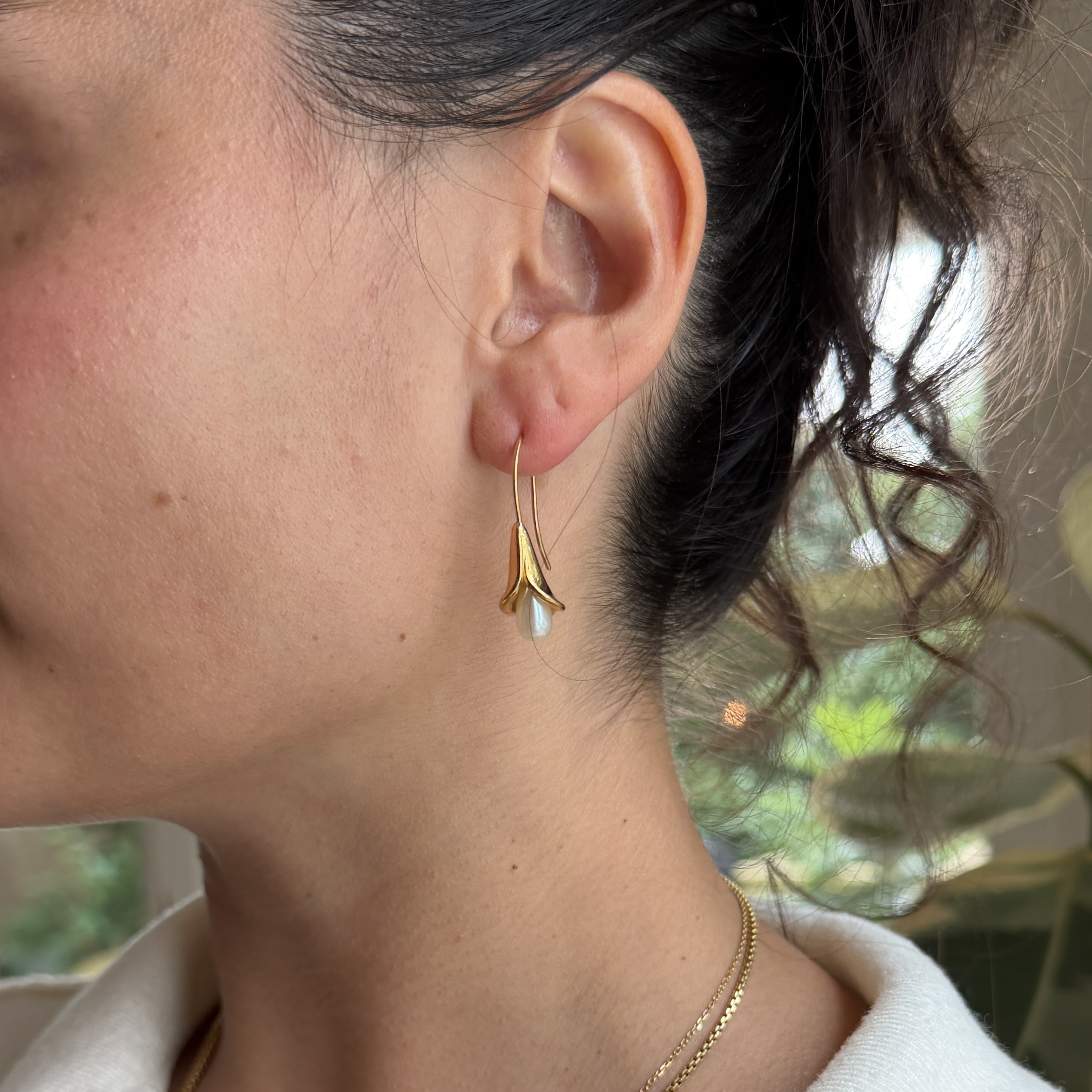 Gold-Tone Pearl Earrings
