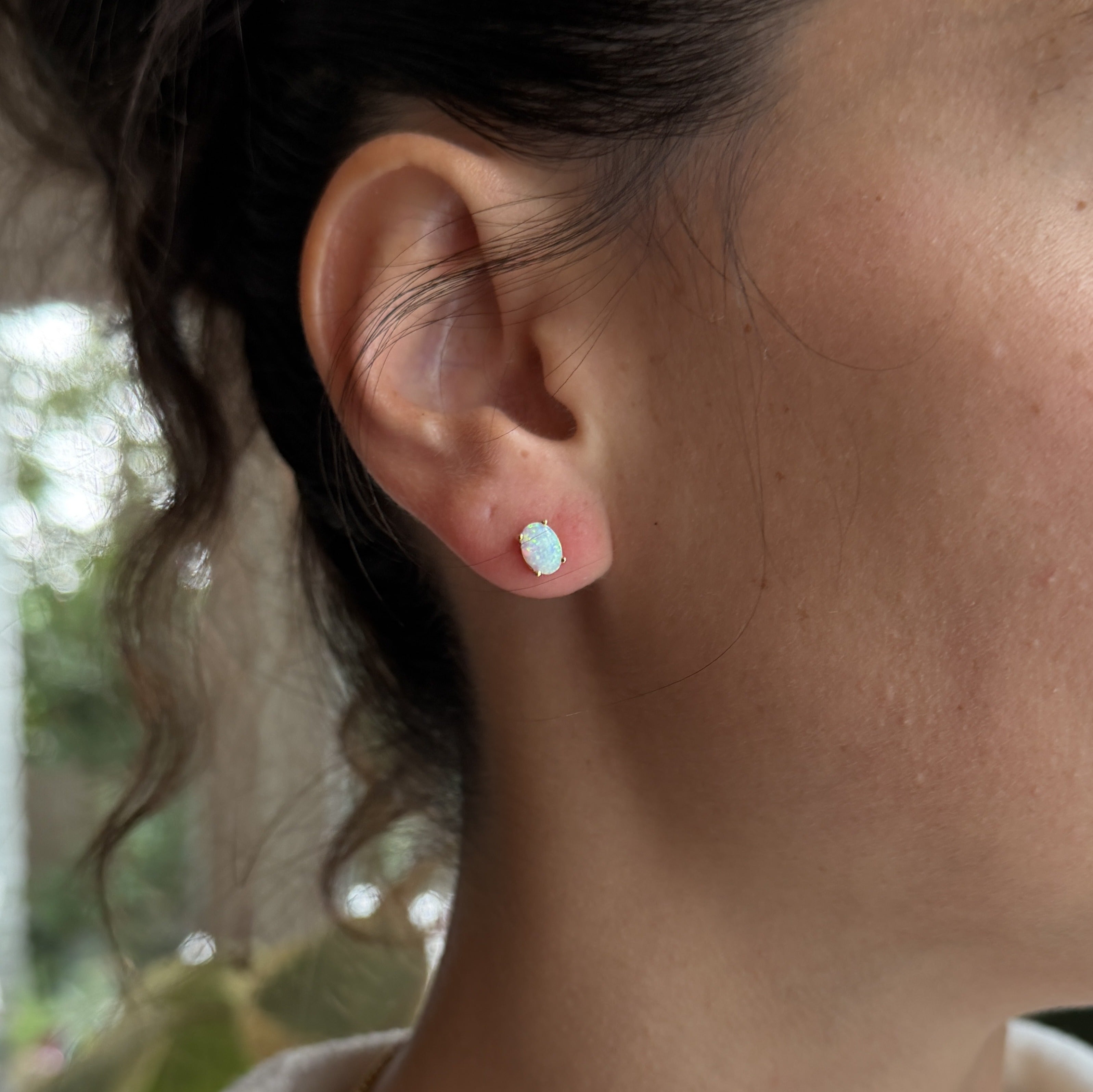 Oval Opalite Gold Studs