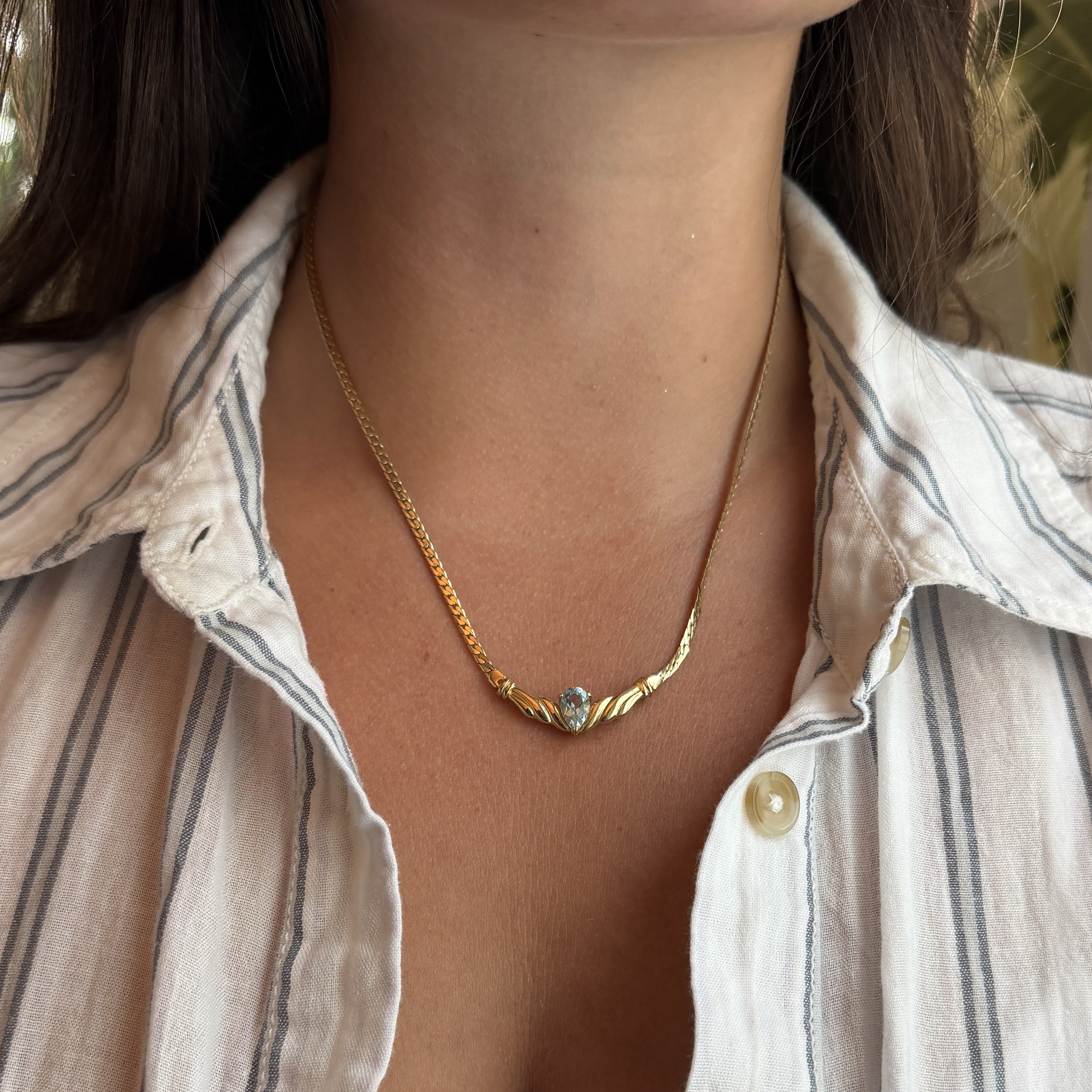 Blue Stone Serpentine Chain Necklace