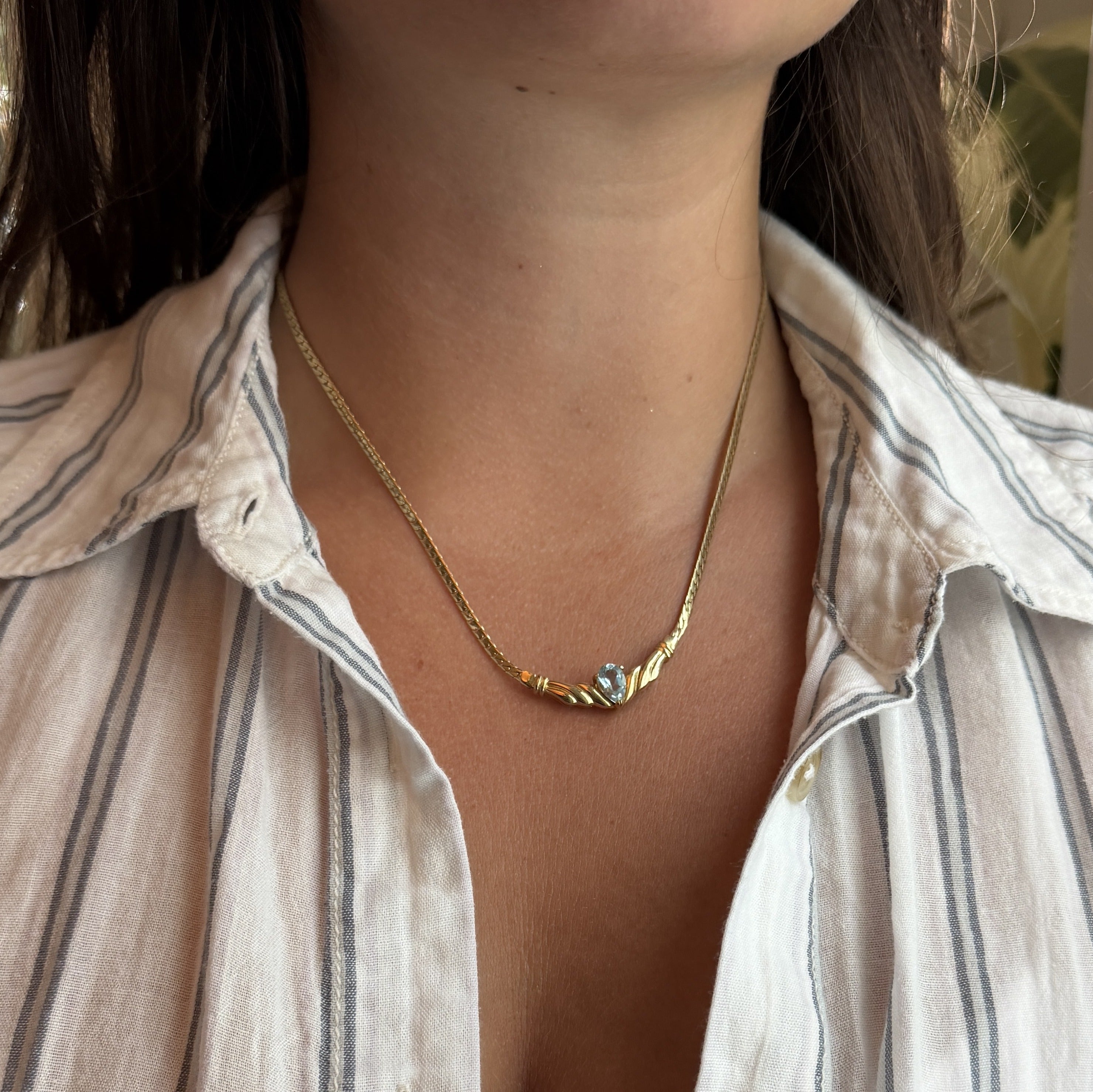 Blue Stone Serpentine Chain Necklace