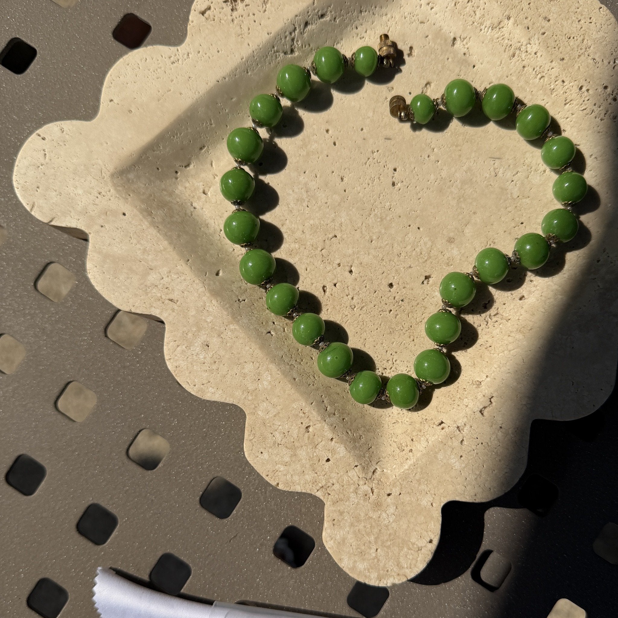 Green Glass Bead Necklace