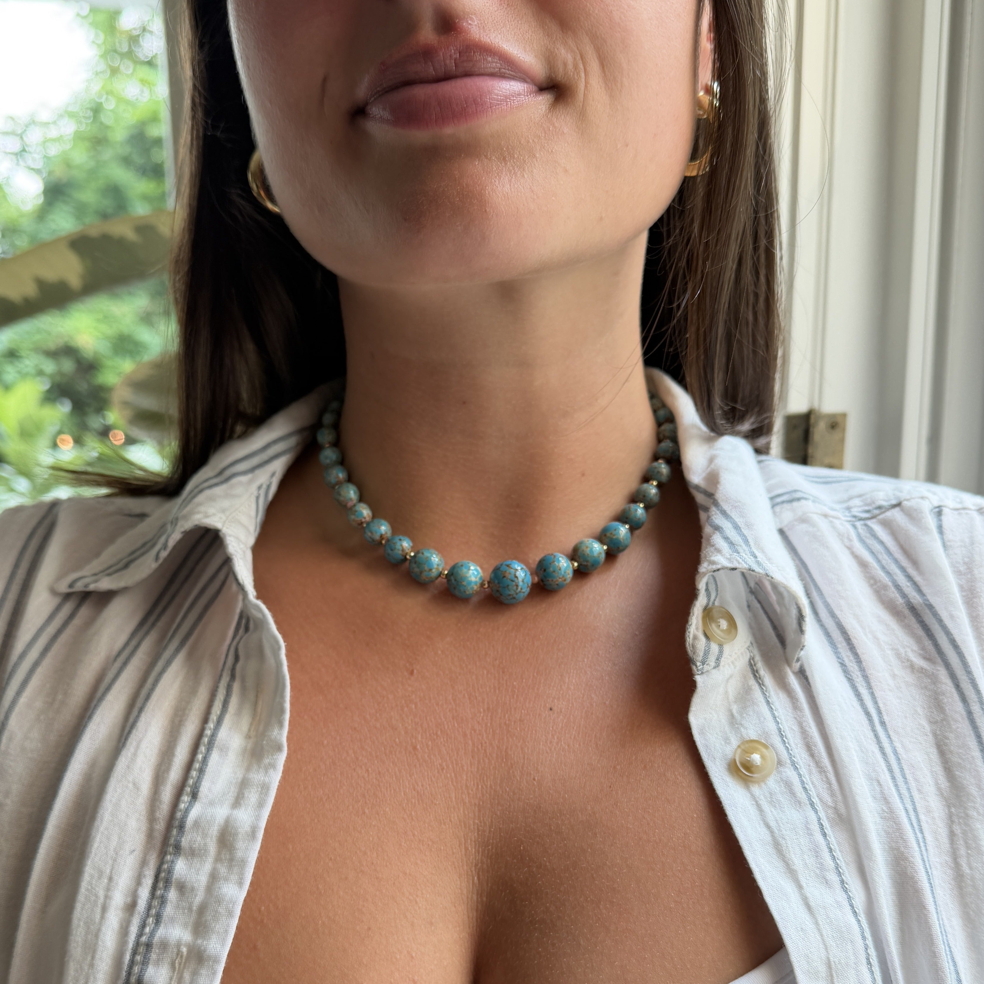 Ocean Blue Graduated Stone Necklace