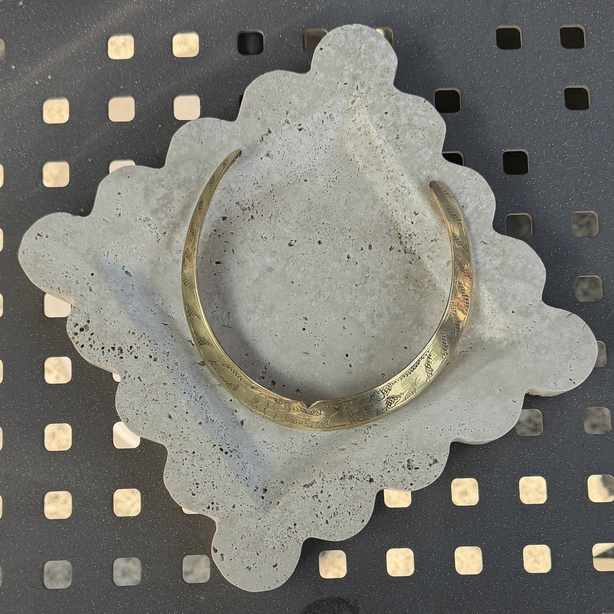 Etched Bronze Crescent Collar