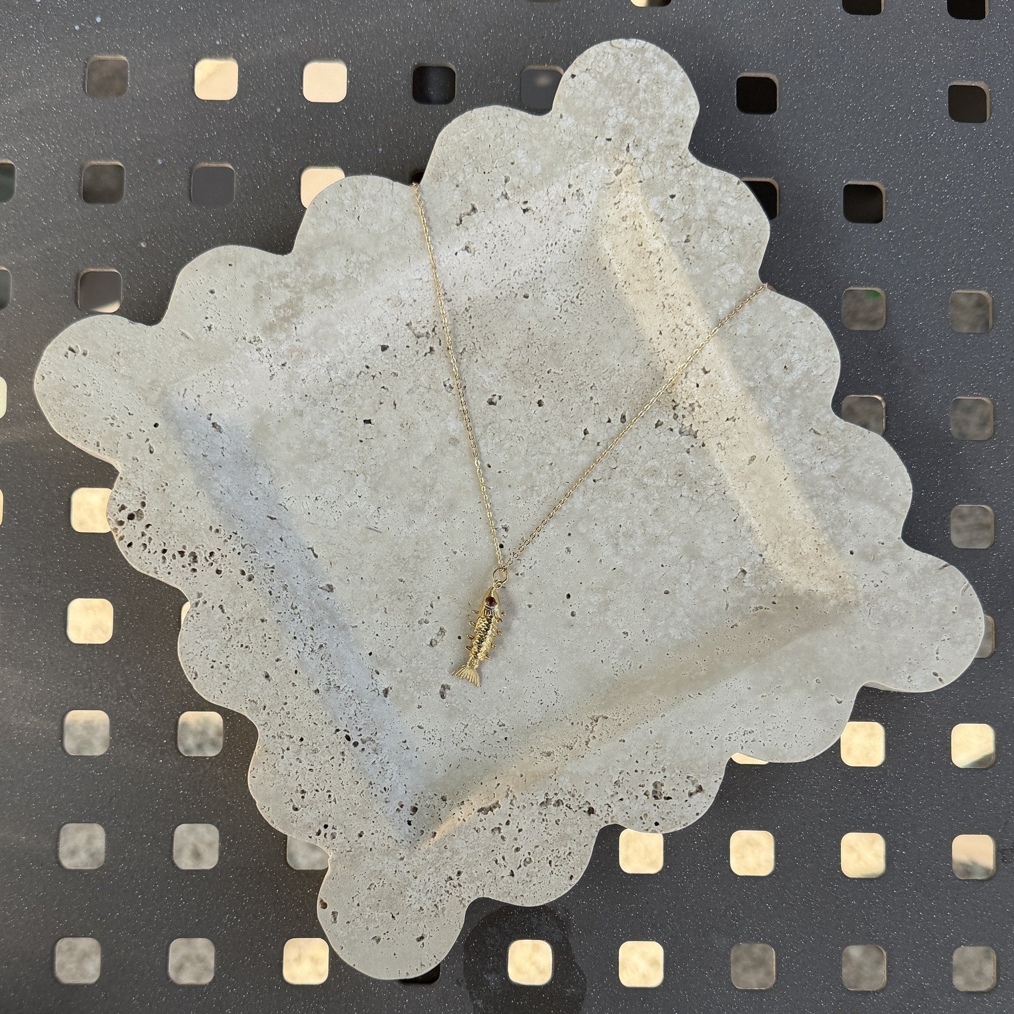 Articulated Gold Fish Pendant Necklace