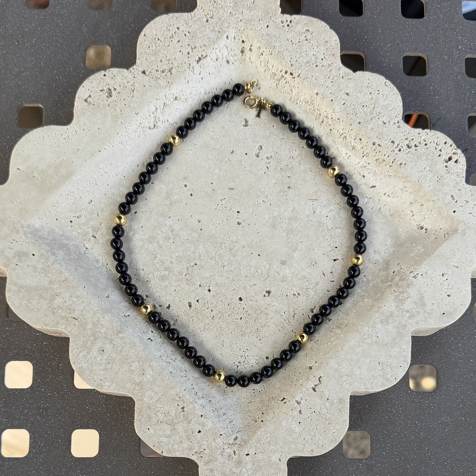 Black and Gold Bead Choker