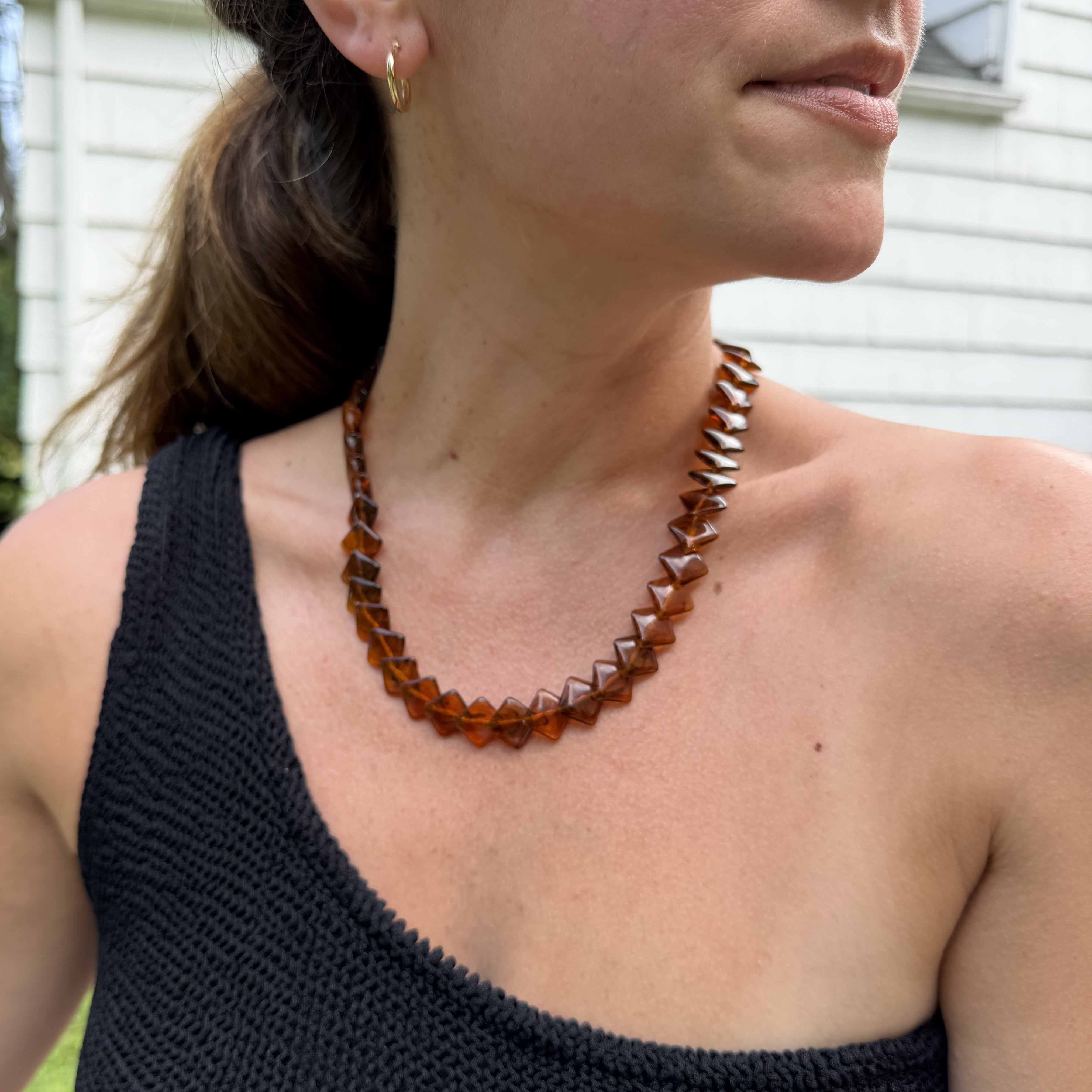Trifari Amber Crescent Bead Necklace