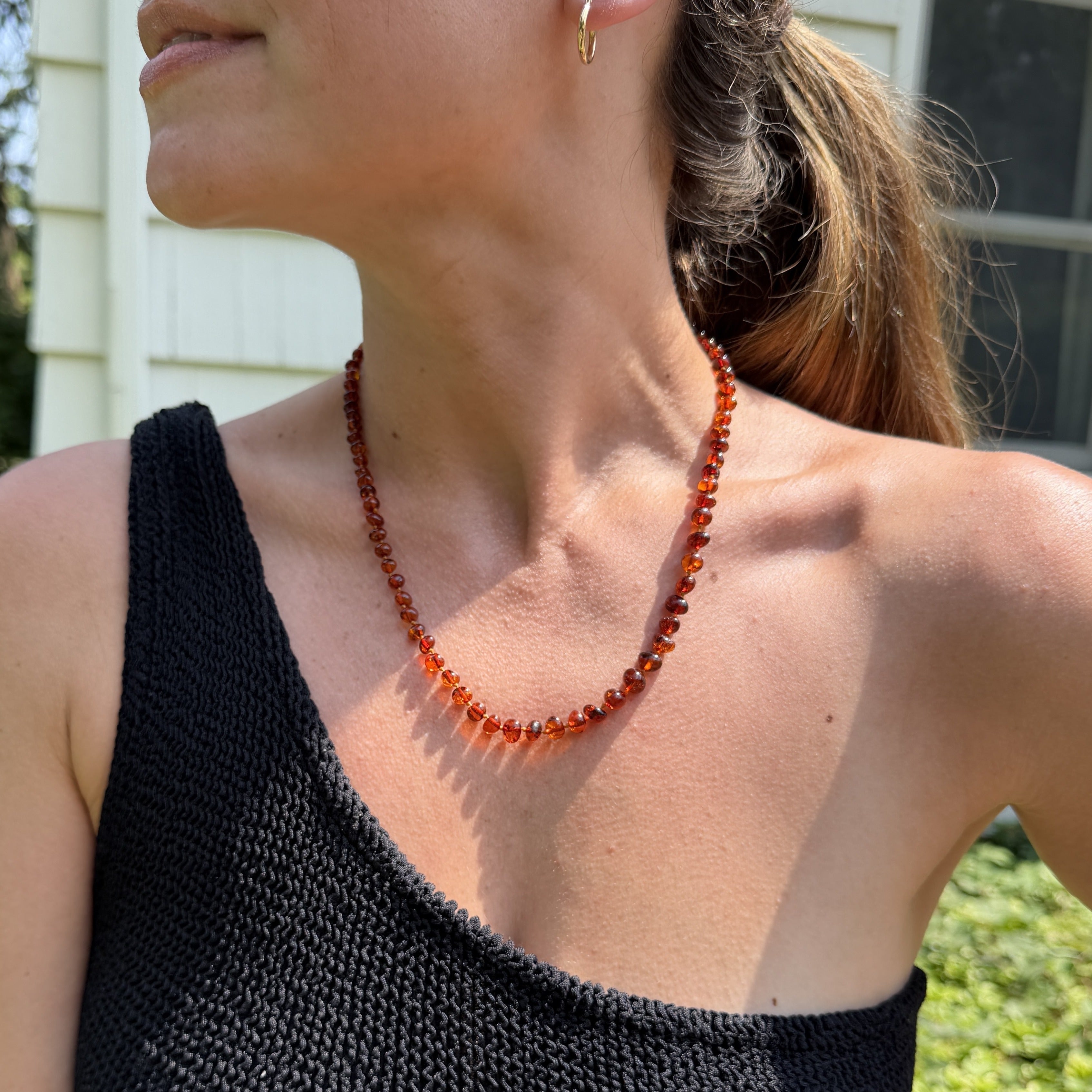 Dark Amber Bead Necklace