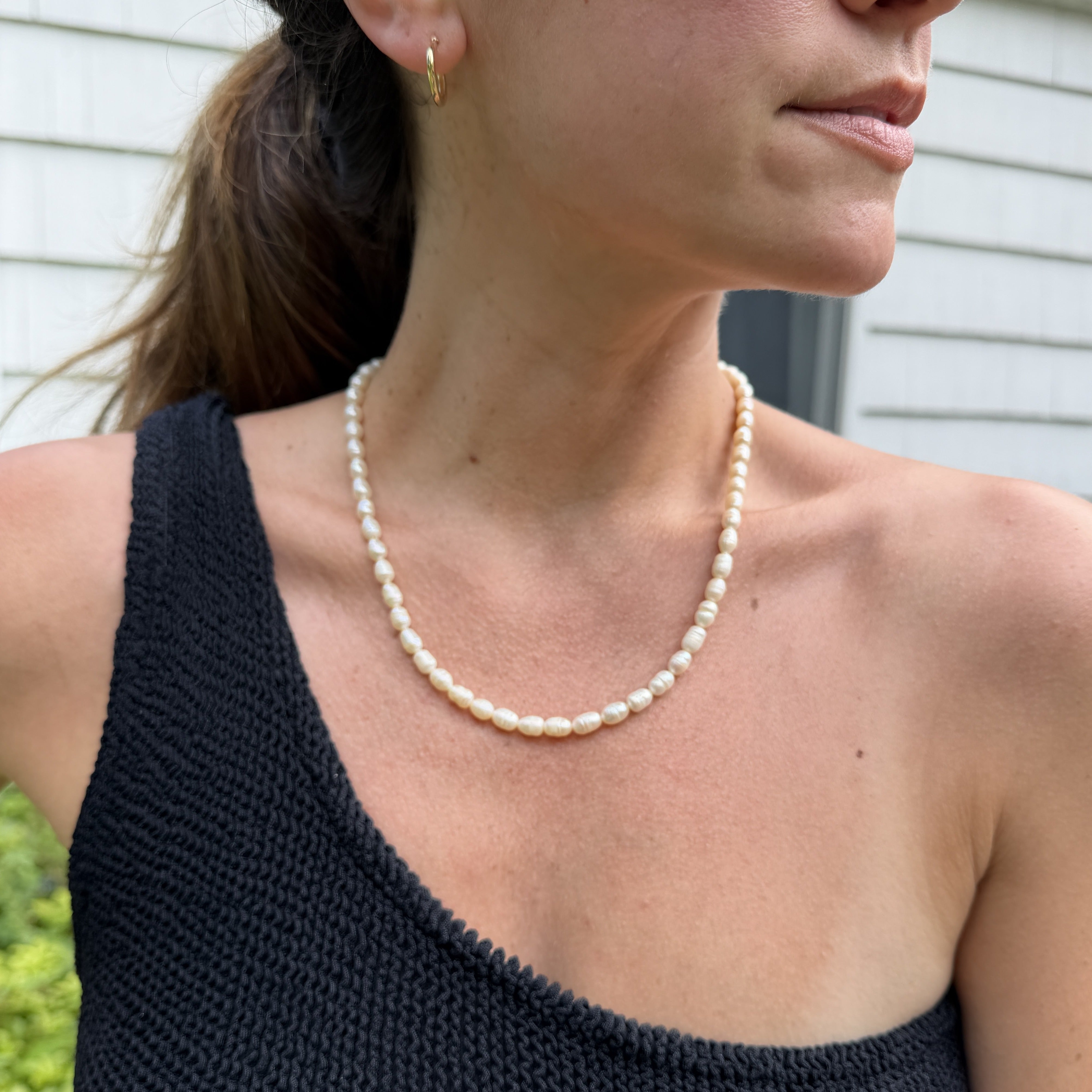 Ringed Pearl Bead Necklace