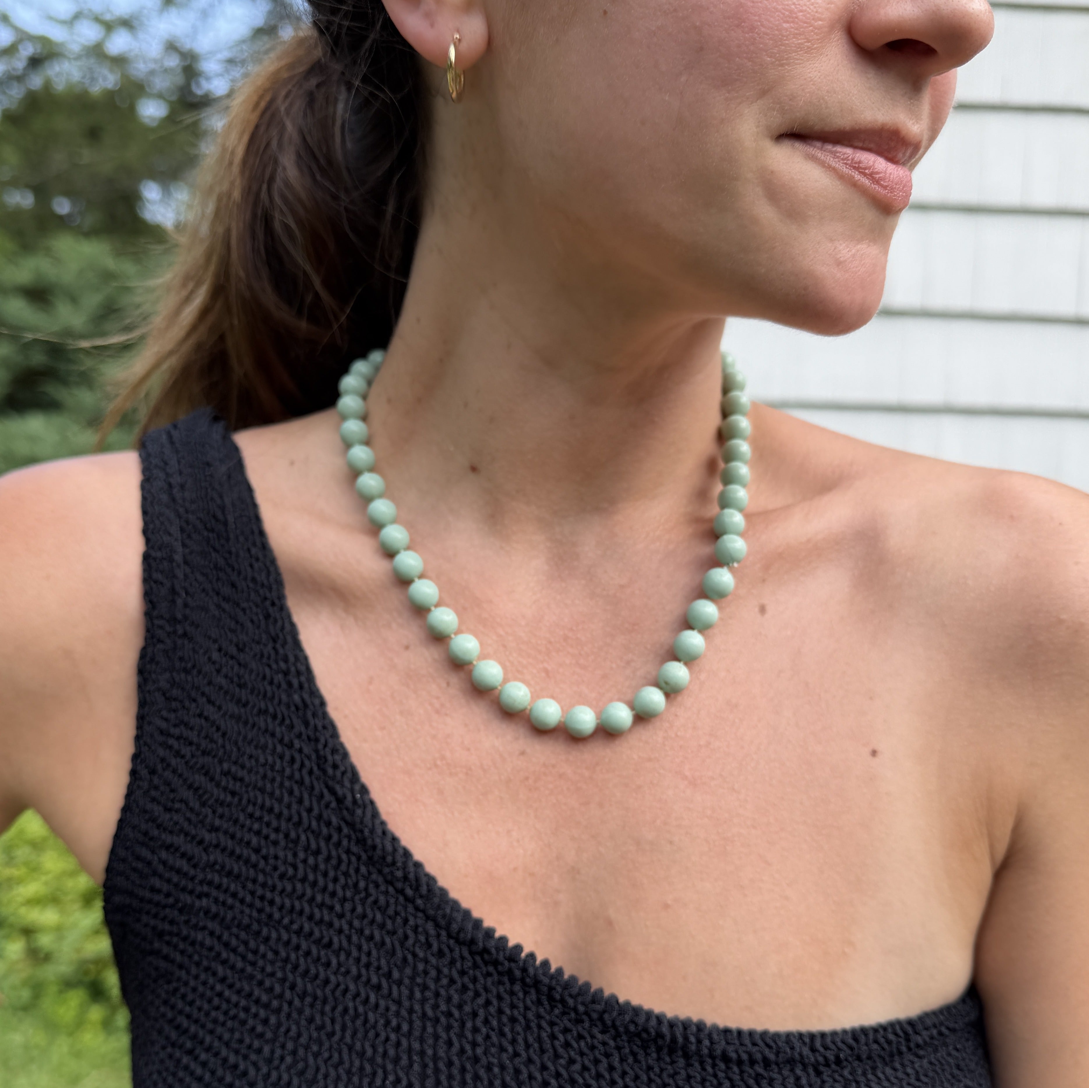Pale Mint Bead Acrylic Necklace