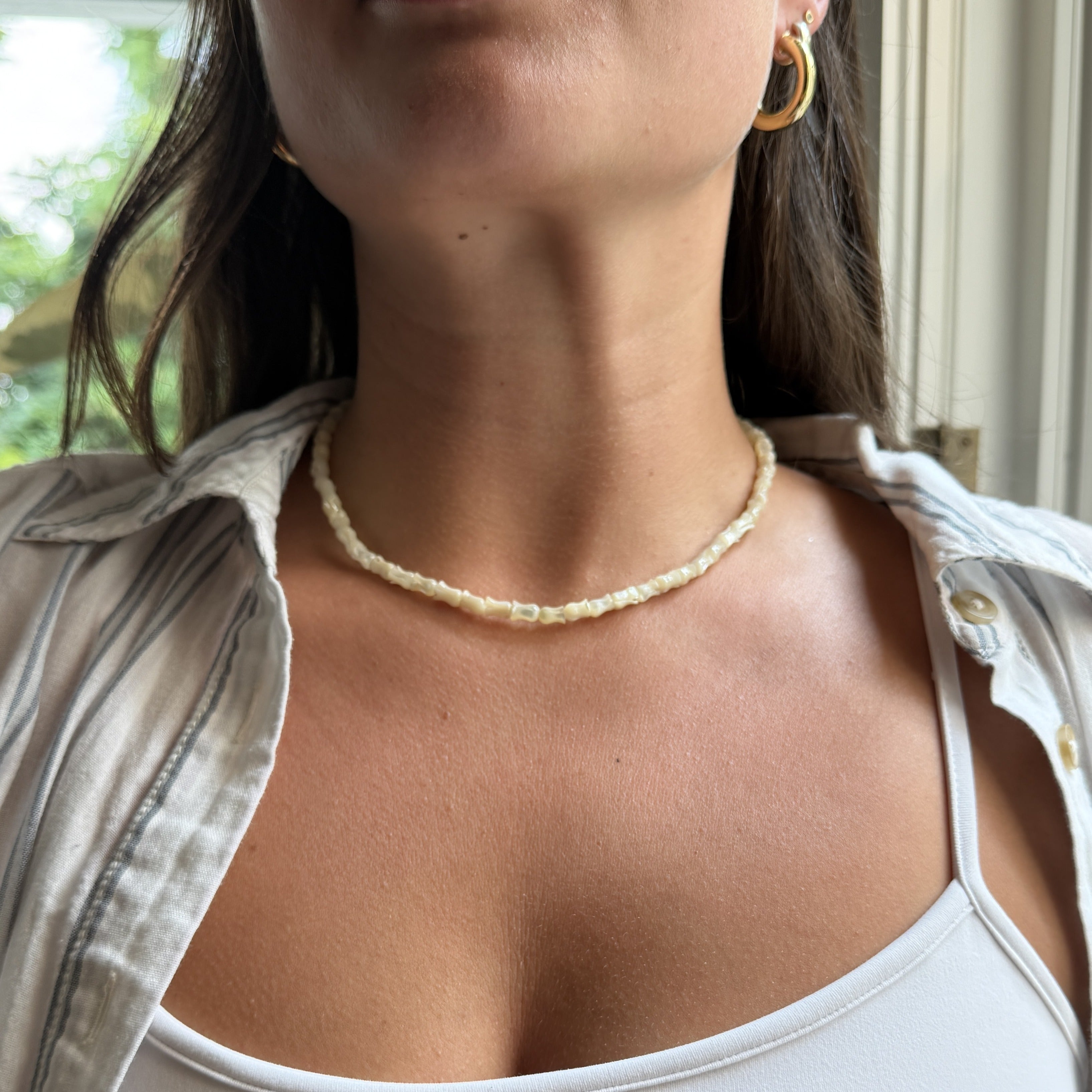 Mother-of-Pearl Shell Bead Necklace