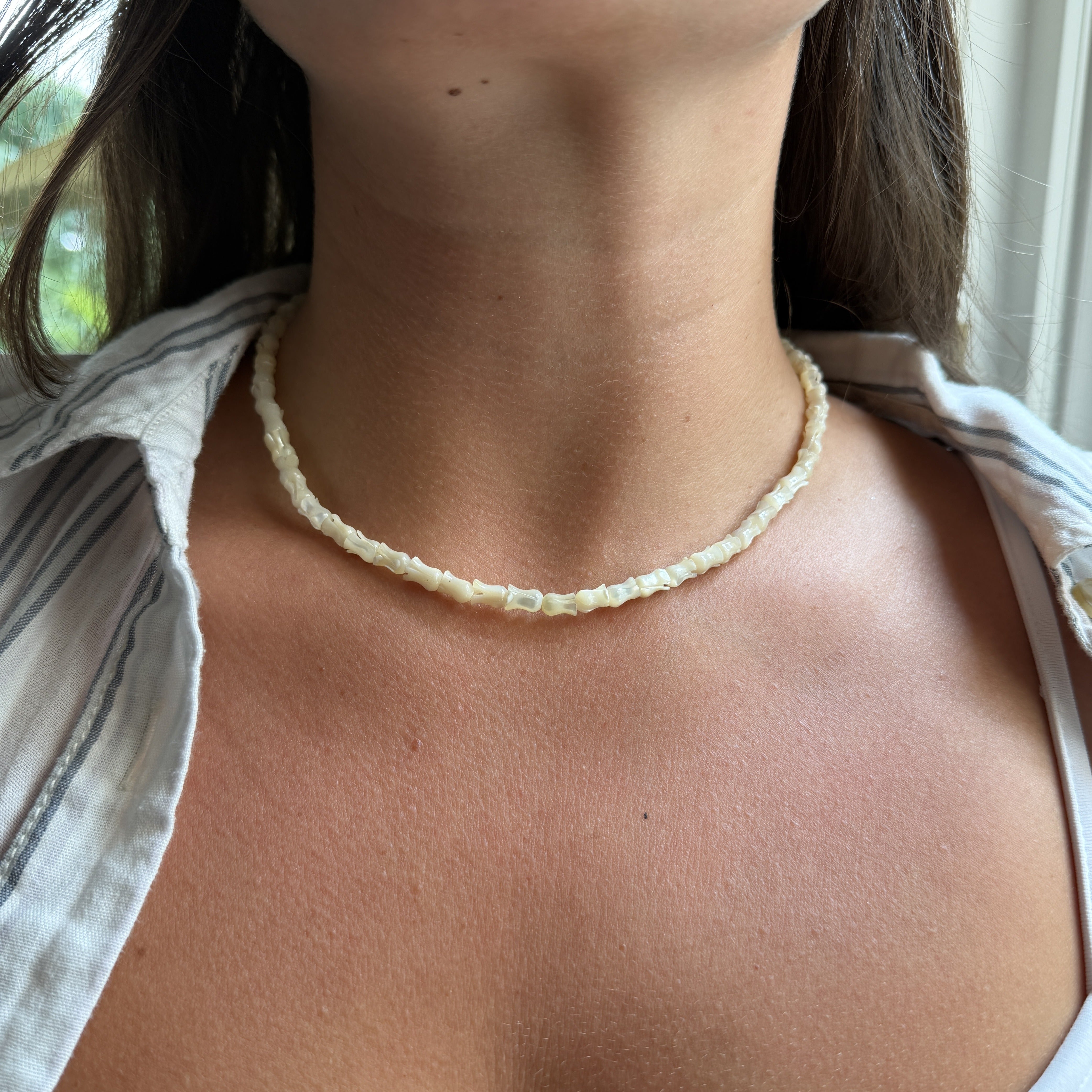Mother-of-Pearl Shell Bead Necklace