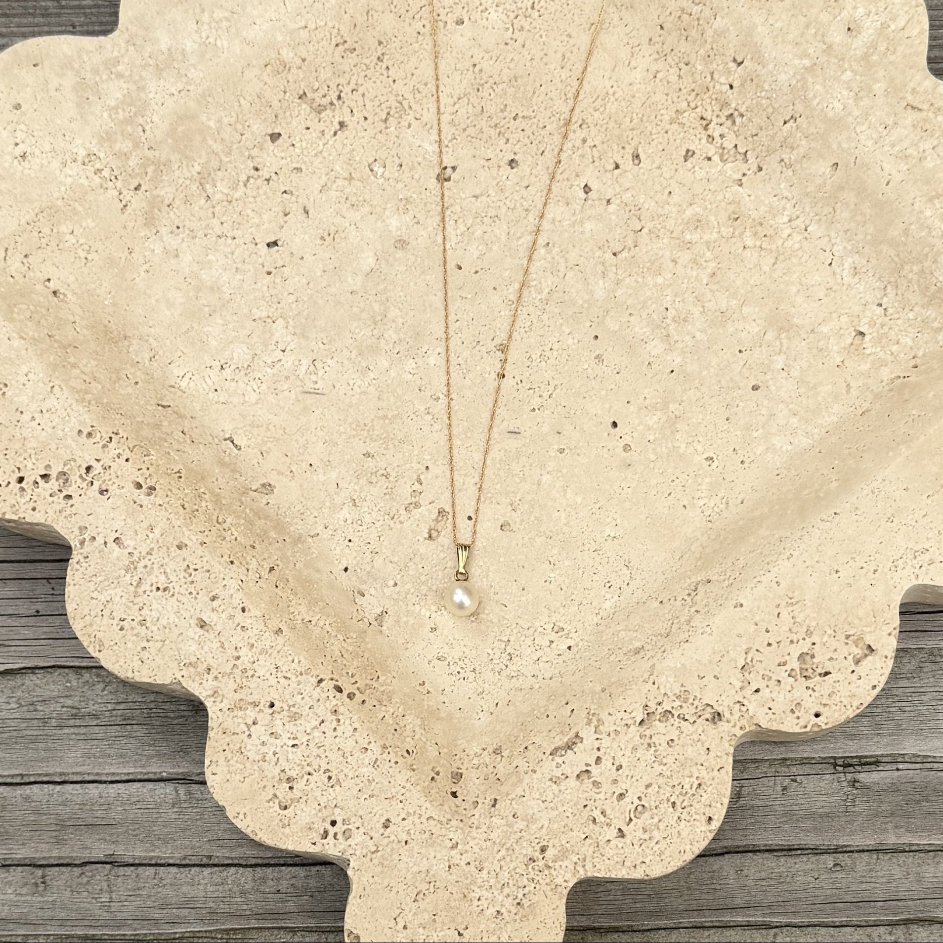 Petite Pearl Drop 14k Gold Necklace