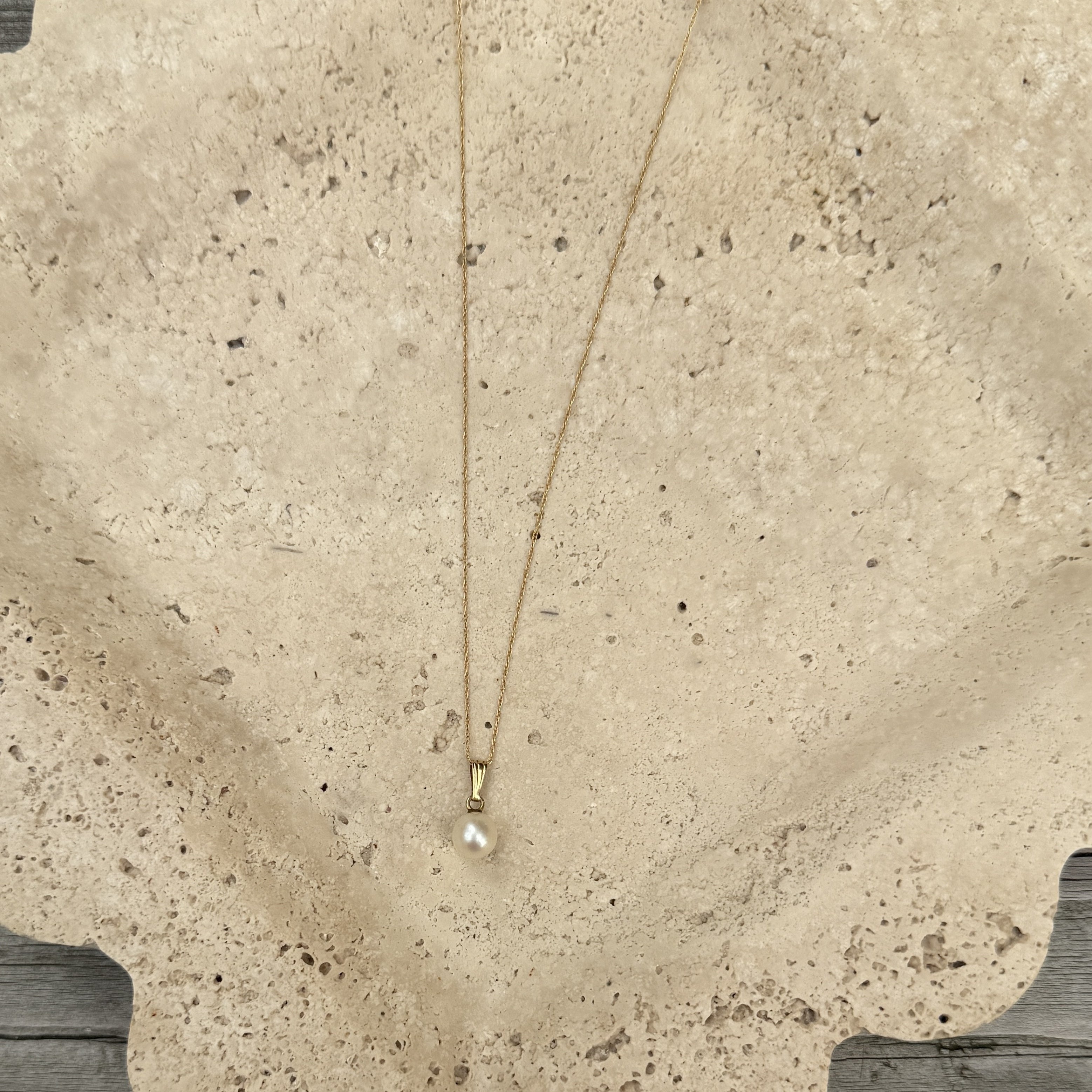 Petite Pearl Drop 14k Gold Necklace