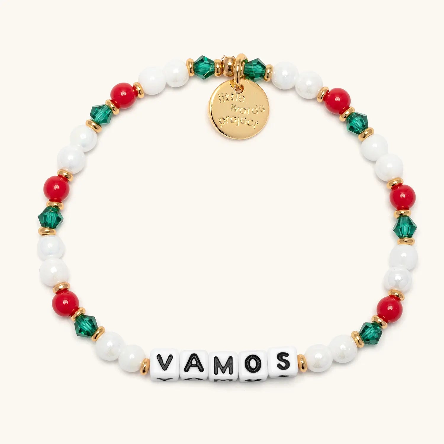 Vamos beaded bracelet with red, white, and green crystals - Little Words Project World Cup drop