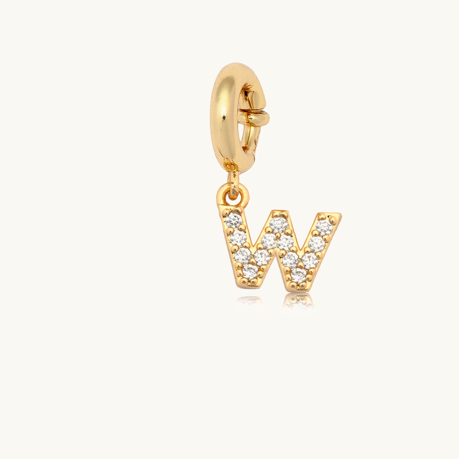 CZ Letter Charm W