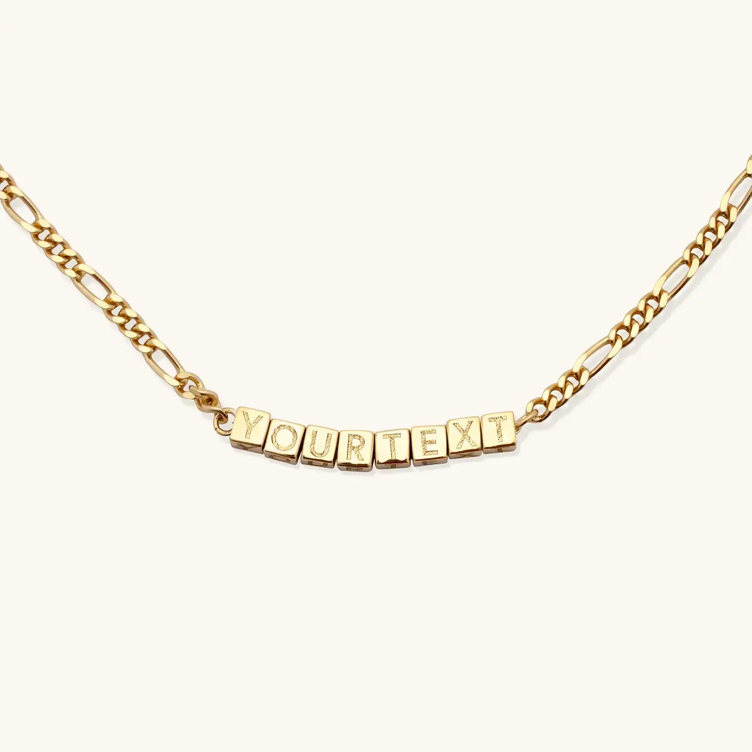 Custom Tiny Words Necklace- Figaro Chain