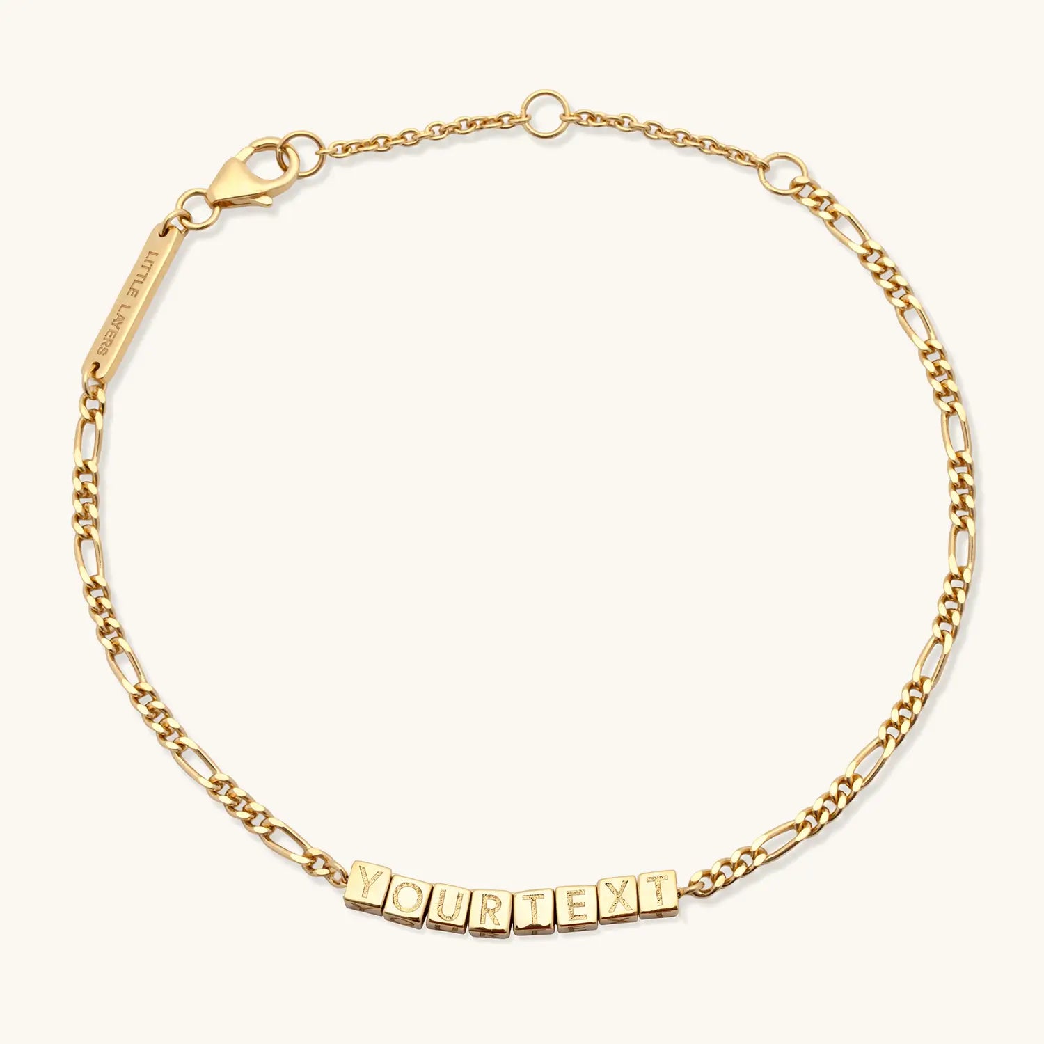 Custom Tiny Words Bracelet- Figaro Chain
