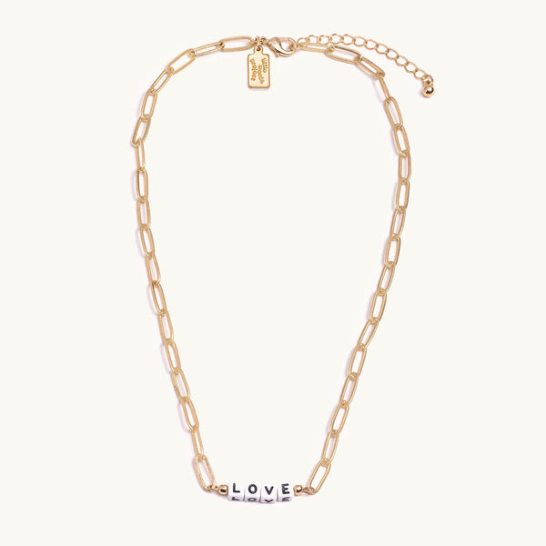 Love Paper Clip Chain Necklace